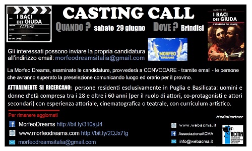 CASTING CALL Brindisi 29 giugno 2019 