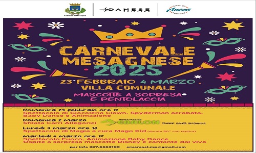 Carnevale a Mesagne, domenica 23 febbraio in Villa comunale lo spettacolo per i bambini 