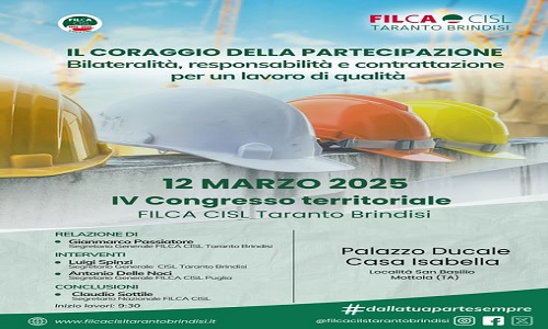 Filca CIsl convocazione del IV congresso 
