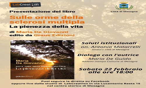  La sclerosi multipla e la pienezza della vita: domani la presentazione del libro di Maria De Giovanni