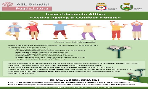  "Active Ageing & Outdoor Fitness", il 25 marzo a Oria incontro sul progetto finanziato dalla Regione