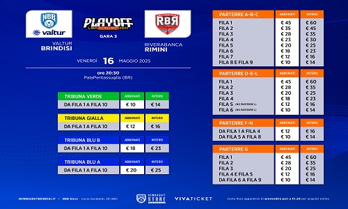 Valtur Brindisi i biglietti per il play off contro Rimini