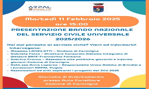 Carovigno presentazione bando servizio civile universale 