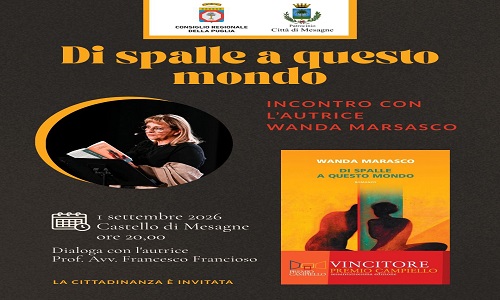 Mesagne:presentazione del libro "Di spalle a questo mondo"