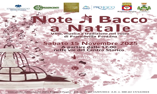 “Note di Bacco a Natale” – Vino, musica e tradizione nel cuore del commercio fisico di Francavilla Fontana