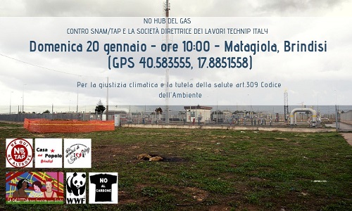 Diffida al gasdotto TAP/SNAM di Brindisi: sit in domenica mattina a Matagiola