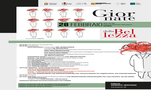 Legge regionale sulla Bellezza: il 28 febbraio a Brindisi per la quinta tappa