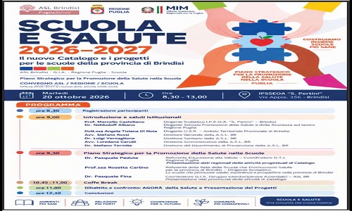 Scuola e salute 2026-2027: a Brindisi si costruisce il futuro della prevenzione