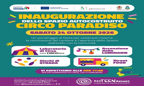 Brindisi:Sabato 24 ottobre una festa di quartiere inaugura le opere nate  dal cantiere di autocostruzione
