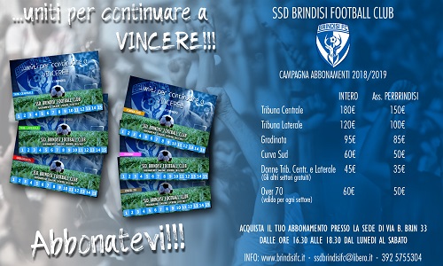 Calcio: al via la campagna abbonamenti SSD Brindisi FC