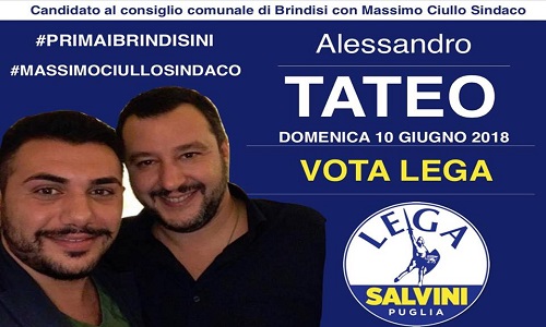 La Candidatura a Consigliere Comunale di Alessandro Tateo con Lega Brindisi: “La mia sfida sarà quella di riportare la gente a votare”