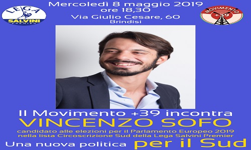Il Movimento ^39 sostiene Vincenzo Sofo alle elezioni europee