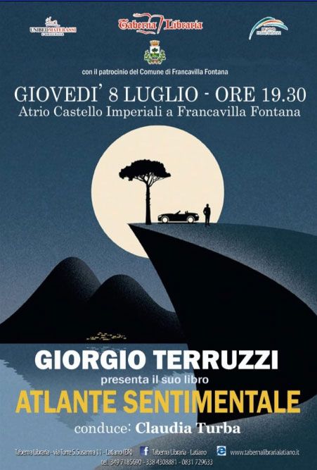 Francavilla Fontana: giovedì 8 luglio Giorgio Terruzzi presenta il suo libro Atlante Sentimentale nell'atrio. Evento promosso da Comune e Taberna Libraria