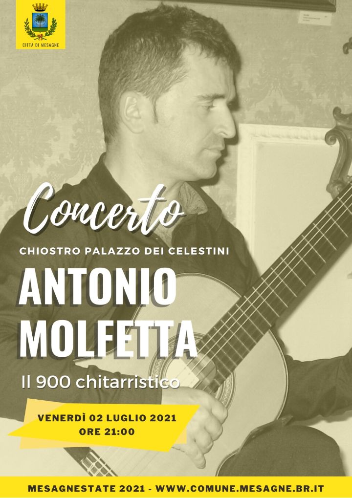 “Il Novecento chitarristico”: il musicista Antonio Molfetta in concerto nell’atrio del Comune di Mesagne