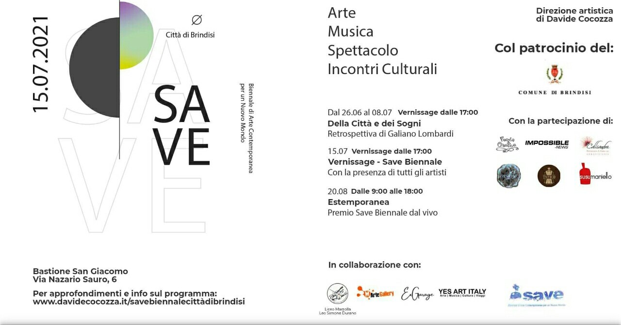 Brindisi scelta per la seconda edizione di "Save Biennale- Arte contemporanea per un Nuovo Mondo"
