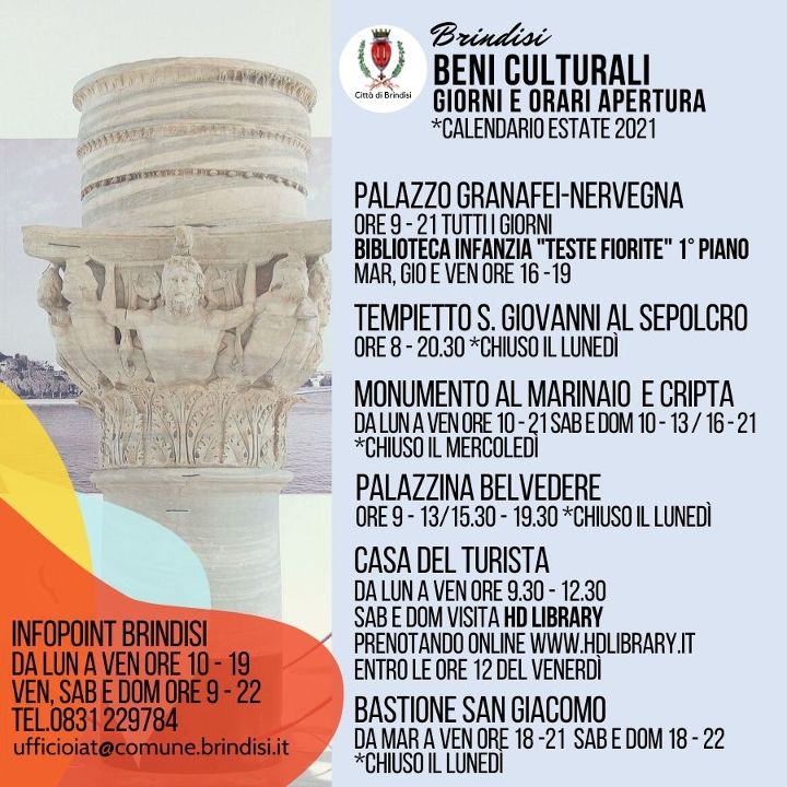 Apertura estive dei Beni culturali
