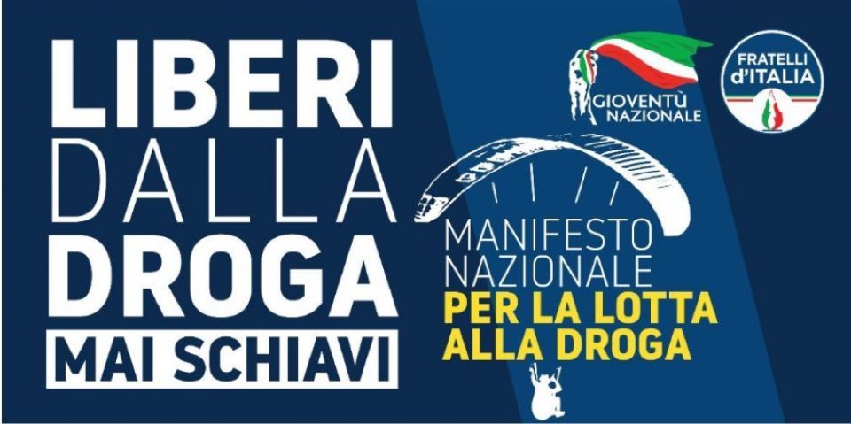  “Giornata internazionale contro il consumo ed il traffico illecito di droga”: Fratelli d’Italia scende in piazza con l’iniziativa “Liberi dalla droga