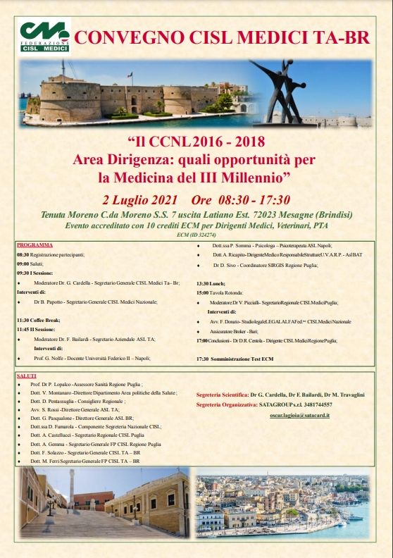 Convegno CISL Medici Taranto Brindisi a Mesagne