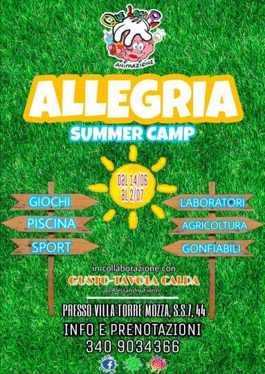 Dal 14 Giugno al 2 Luglio 2021 Allegria Summer Camp 2021