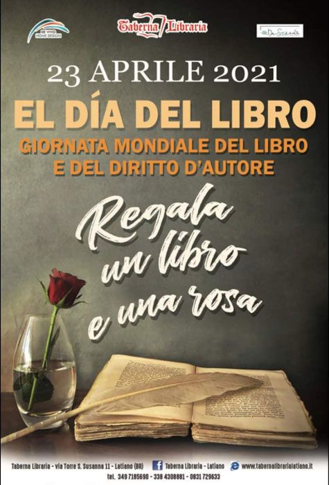 Taberna Libraria Latiano, domani in diretta streaming la presentazione della iniziativa itinerante dona un testo e una rosa per la "Giornata Mondiale del libro e del diritto d'autore"