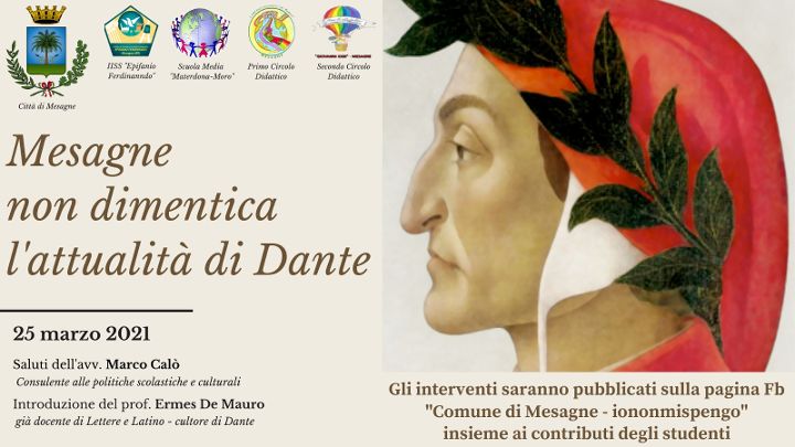 Mesagne non dimentica l’attualità di Dante: sulla pagina fb “Iononmispengo” il contributo del prof. De Mauro e degli studenti