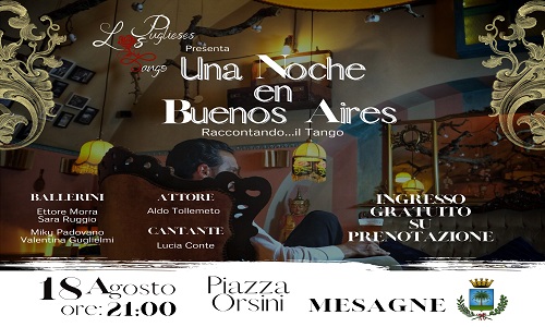 “Una Noche en Buenos Aires": spettacolo di tango argentino questa sera in piazza Orsini del Balzo