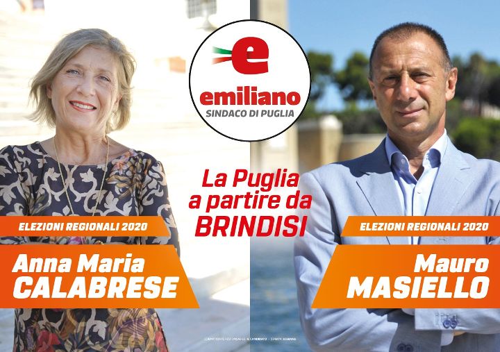 Lunedì 14 settembre, ore 17,00, inaugurazione del comitato elettorale dei candidati Anna Maria Calabrese e Mauro Masiello, per la lista Emiliano Sindaco di Puglia