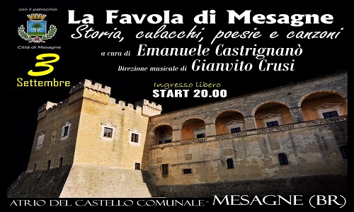 Emanuele Castrignanò racconta la “favola di Mesagne, sabato 3 settembre nell’atrio del Castello