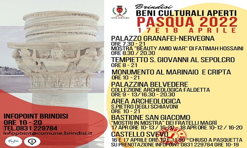 Beni culturali di Brindisi orari periodo pasquale 