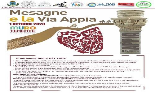  Domenica 1 ottobre torna l’Appia Day, Mesagne celebra la Regina Viarum
