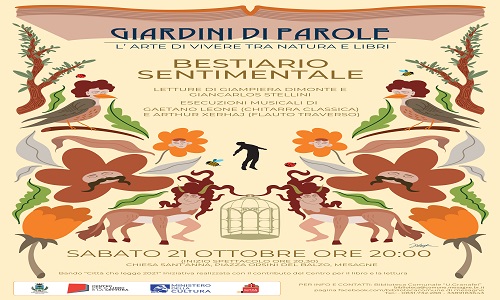 Giardini di parole, sabato 21 ottobre a Mesagne lo spettacolo “Bestiario sentimentale”