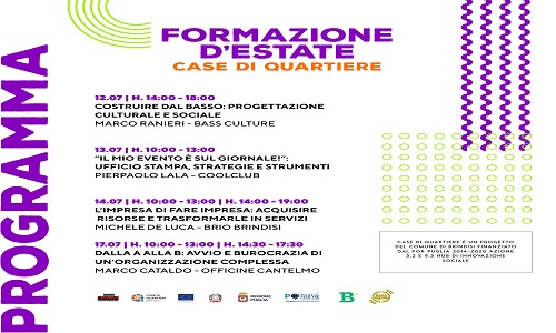 Il programma di formazione estivo del Progetto Case di Quartiere
