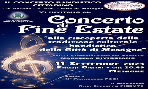 MesagnEstate lunedì 11 settembre, spettacolo musicale del Concerto Bandistico “Fasano-Leo”