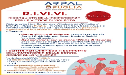 Arpal "Ri.Vi.vi" progetto per l'inserimento lavorativo delle donne vittime di violenza