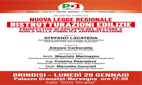 Nuova legge regionale su ristrutturazioni edilizie. Incontro confronto a Palazzo Nervegna.