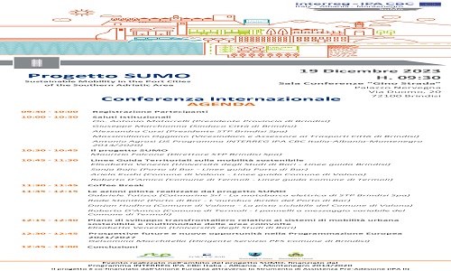 Progetto Sumo “Sustainable Mobility in the Port Cities of the Southern Adriatic Area” - Conferenza internazionale