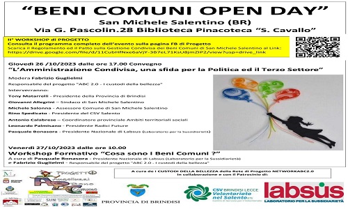 San Michele Salentino:"Beni comuni open day"