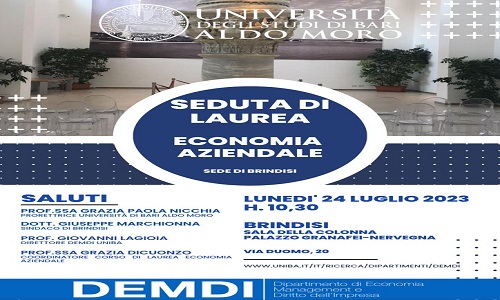 Brindisi seduta di laurea in Economia aziendale 