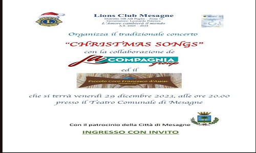 "Christmas songs”, serata Lions Club: venerdì 29 dicembre al Teatro Comunale