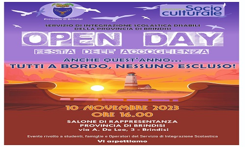 Integrazione scolastica: venerdì 10 novembre OPEN DAY – Festa dell’accoglienza