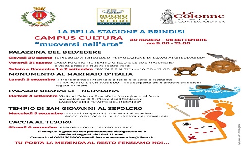 Brindisi, «La Bella Stagione»: Da giovedì il Campus Cultura «Muoversi nell'arte»