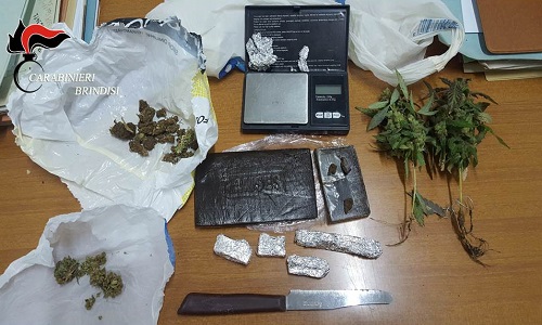 Mesagne: Un arresto in flagranza per spaccio. rinvenuti 161 gr di hashish