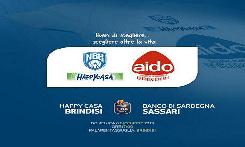 Aido e New Basket Brindisi insieme per la donazione di organi e tessuti. Domenica 8 dicembre i cestisti della Happy Casa Brindisi indosseranno la maglia del Gruppo Comunale sul parquet del PalaPentassuglia per sensibilizzare tifosi e cittadini alla donazi