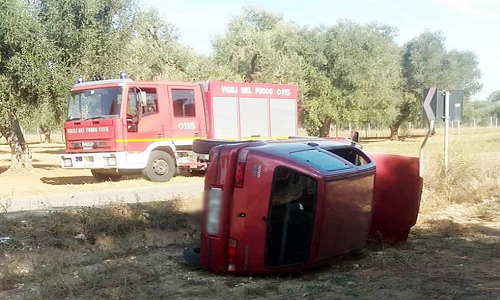 Francavilla: incidente sulla provinciale. Auto si ribalta. Tre i feriti