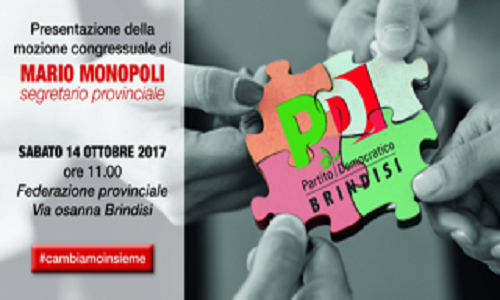 Segretario Provinciale PD: domani si presenta la candidatura di Mario Monopoli