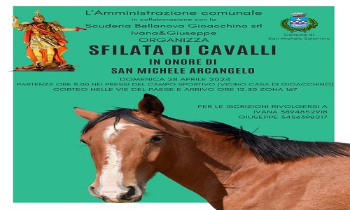 Domenica 28 aprile sfilata di cavalli e sbandieratori nelle vie di San Michele Salentino