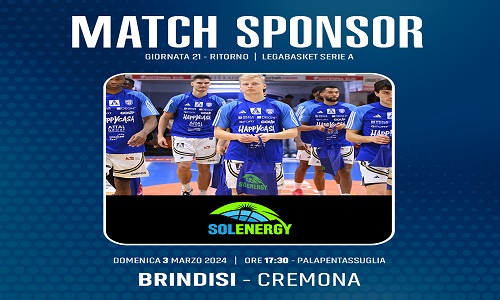 Solenergy sponsor dela match tra Happy casa e Cremona di domenica prossima