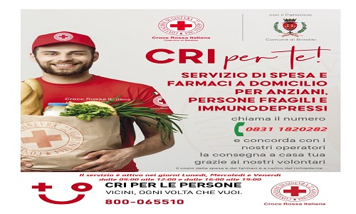 Brindisi:da lunedì spesa a domicilio per anziani e soggetti a vulnerabili grazie alla Croce Rossa