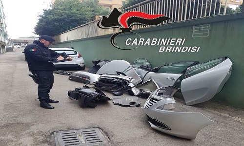 Brindisi. Sorpreso con 10 pezzi di ricambio e 103 parti meccaniche di auto, denunciato per ricettazione.