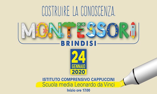 Domani l'iniziativa “Costruire la conoscenza. La prima scuola dell’infanzia Montessori a Brindisi”